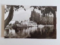 Old postcard Balatonboglár harbor ship retro postcard