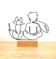 The friendship of the little prince and the fox - a handcrafted home decor made of wire