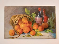 Old postcard 1920 mary golay postcard fruit still life orange tangerine