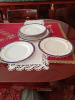 Jelzett, számozott ,antik  Villeroy and Boch Dresden - kék-fehér-arany  8 db