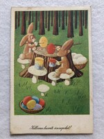 Old Easter picture postcard - drawing by László Réber