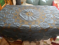 A wonderful diplomat blue crochet lace embroidered tablecloth.
