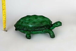 Üveg, teknős alakú bonbonier (smaragdzöld)