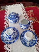 Hasznos és szép: japán cseresznyevirágos  porcelán kék-fehér teás / kávés készlet
