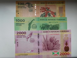 Burundi 500-1000-2000 Francs 2015 UNC
