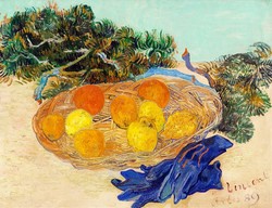 Van gogh- oranges with blue gloves - blindfold canvas reprint