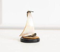 Retro Balaton souvenir - sailing ship - plexiglass / plastic and shells
