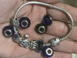 Pandora silver bracelet with pandora ale charms plus gift glass charms