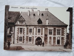 Antique postcard / photo sheet Birthplace of King Matthias Cluj-Napoca e.K.E. Museum, passers-by 1910-20s