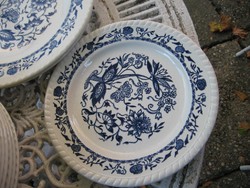 French plate with blue onion pattern