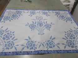 Blue cross stitch wall protector or table cloth