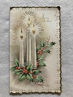 Régi dombornyomott, glitteres, grafikus Karácsonyi képeslap  -  U.S.A.