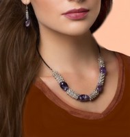 Valentine's Day price. Amethyst semi-precious stone special jewelry set