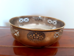 Old copper bowl Art Nouveau nature metal openwork small bowl