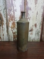 Brandy bottle, stoneware or pyrogranite bottle, from the beginning of the 20th century, beautiful piece with a patina