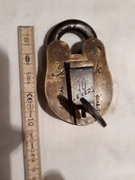 Old copper (large) padlock with key