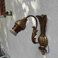 Antique at least 100-year-old wall arm wall lamp made of wood, gilded