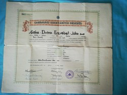 Diploma a délvidéki Zentáról 1941