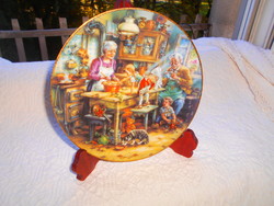 Porcelain wall decorative plate with a family scene -- limited, serially numbered