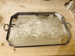 Silver-plated English tray with four legs