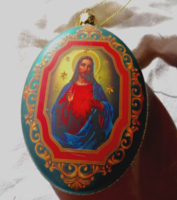 Jézus szíve nagy méretű üveg karácsonyfa dísz