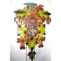 Közepes méretű szépen festett és faragott Schwarzwaldi kakukkos óra