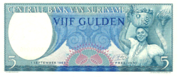 Suriname 5 Gulden 1963 UNC