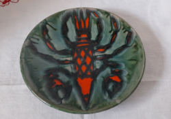 Retro crab ceramic wall plate - bártfay judit -