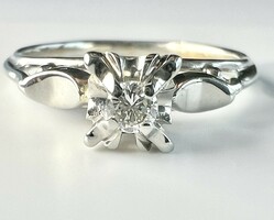 499T. From HUF 1! 18K white gold (2.4g) brilliant (0.07 ct) solitaire ring, snow-white, with flawless stone!