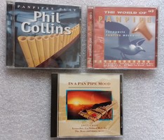 3 Gyári műsoros CD lemez, pánsíp dallamok, hangszeres zene, Phil Collins + egyéb popdal feldolgozás
