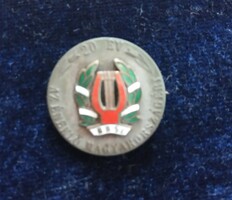 Antique music badge 20 years for singing Hungary b.B.Sz.