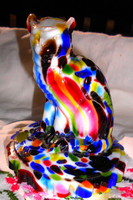 Murano multi-colored glass cat figurine