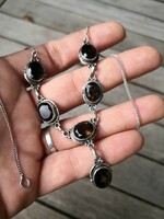 Beautiful smoky quartz silver necklace
