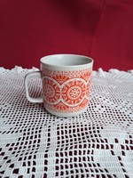 Retro cocoa Lubiana mug with red pattern, nostalgia collector's item