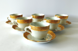 Old beautiful set of 6 richly gilded Biedermeier coffee cups