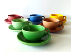 Set of 6 old, beautiful, rare, cheerful colorful ceramic coffee cups