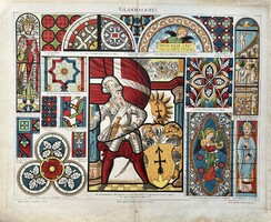 Antik történelmi vallási üvegművészet nyomat litográfia - papír - pap, isten, lovag, kiraly,Jézus