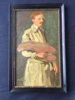 Önarckép palettával , Sautner Lipót ( 1889-1955 ) festménye .