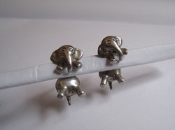 Fülcimpán átbújó ezüst elefántok - fülbevaló