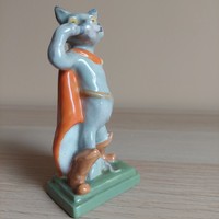 Ritka gyűjtői Antik Eschenbach Jenő Csizmás Kandúr kerámia figura