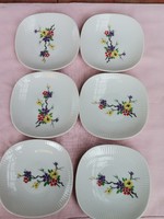 6 db os porcelán kistányér, virág mintás porcelán tányér Bavaria karácsonyi ajándék tányér készlet