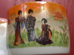 Zsolnay  jap﻿án jelenetes art deco teás csésze