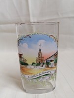 Antik üveg emlék pohár Sátoraljaújhely
