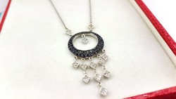 18K Gold 0.74ct Diamond and Sapphire Necklace with Certificate