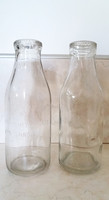 Régi tejesüveg pasztőrözött tej feliratos üveg 2 db