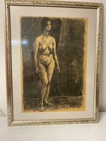Béla Lloydl: standing nude pencil drawing