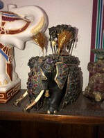 Sri Lankan elephant statue, ebony, silver and semi-precious stones, circa 1930s