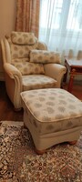 Armchair with legs with footrest, decorative pillows, pouf stool TV TV armchair relax