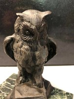 Bronze owl with marble base.