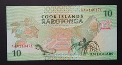 Cook-szigetek 10 Dollars 1992 Unc-